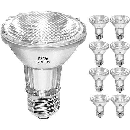 PAR20 39W 50W 120V Floodlight Bulbs, 2 Pack PAR20 39 Watt ECO Halogen Light Bulbs E26 120V Reflector Dmimable Warm White 2800K for Track Lighting & Hood Range Light Bulbs, 4-in Recessed Can
