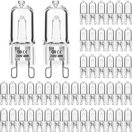 G9 Halogen Light Bulbs 2 Pin, 12 Pcs 25W 50W 60W 120V G9 Bulb 2 Pin Base JCD Type, Dimmable T4 Bi-Pin Xenon Small Light Bulb for Range Hood Light, Microwave Oven, Bathroom Light Bulbs, Chandeliers