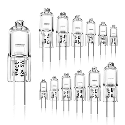 Jaenmsa 12 Pack G4 Halogen Bulbs 20W 10W 12V 2800K 2 Pin for Cooker Hood Kitchen Living Room Bedroom