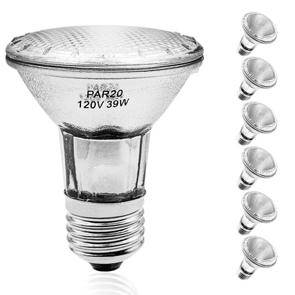 PAR20 39W 50W 120V Floodlight Bulbs, 2 Pack PAR20 39 Watt ECO Halogen Light Bulbs E26 120V Reflector Dmimable Warm White 2800K for Track Lighting & Hood Range Light Bulbs, 4-in Recessed Can