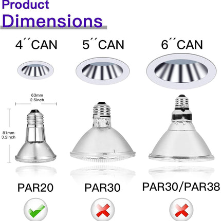 PAR20 39W 50W 120V Floodlight Bulbs, 2 Pack PAR20 39 Watt ECO Halogen Light Bulbs E26 120V Reflector Dmimable Warm White 2800K for Track Lighting & Hood Range Light Bulbs, 4-in Recessed Can