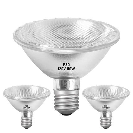 Par30 Halogen Light Bulbs 50W 120V, Short Neck Par30 Flood Light Bulbs,Dimmable 2700K Warm White, 6Pcs Halogen Bulbs E26 Base for 5-6in Recessed/Ceiling Cans/Accent/Tracking Lighting