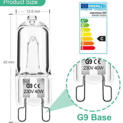 G9 Halogen Light Bulbs 2 Pin, 12 Pcs 25W 50W 60W 120V G9 Bulb 2 Pin Base JCD Type, Dimmable T4 Bi-Pin Xenon Small Light Bulb for Range Hood Light, Microwave Oven, Bathroom Light Bulbs, Chandeliers