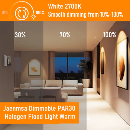 Par30 Halogen Light Bulbs 50W 120V, Short Neck Par30 Flood Light Bulbs,Dimmable 2700K Warm White, 6Pcs Halogen Bulbs E26 Base for 5-6in Recessed/Ceiling Cans/Accent/Tracking Lighting