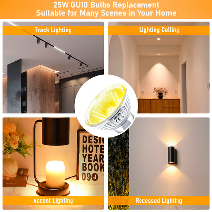 GU10 Halogen Light Bulbs 35W 50W 120V, MR16 GU10+C Light Bulb 6Pcs, 2800K Warm White Dimmable 35 Watt GU10 Halogen Bulbs 2 Pin Replacement for Candle Warmer Lamp,Track Light Bulbs,Hood Light Bulbs